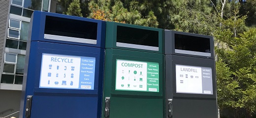 SF State's recycling waste and compost bins
