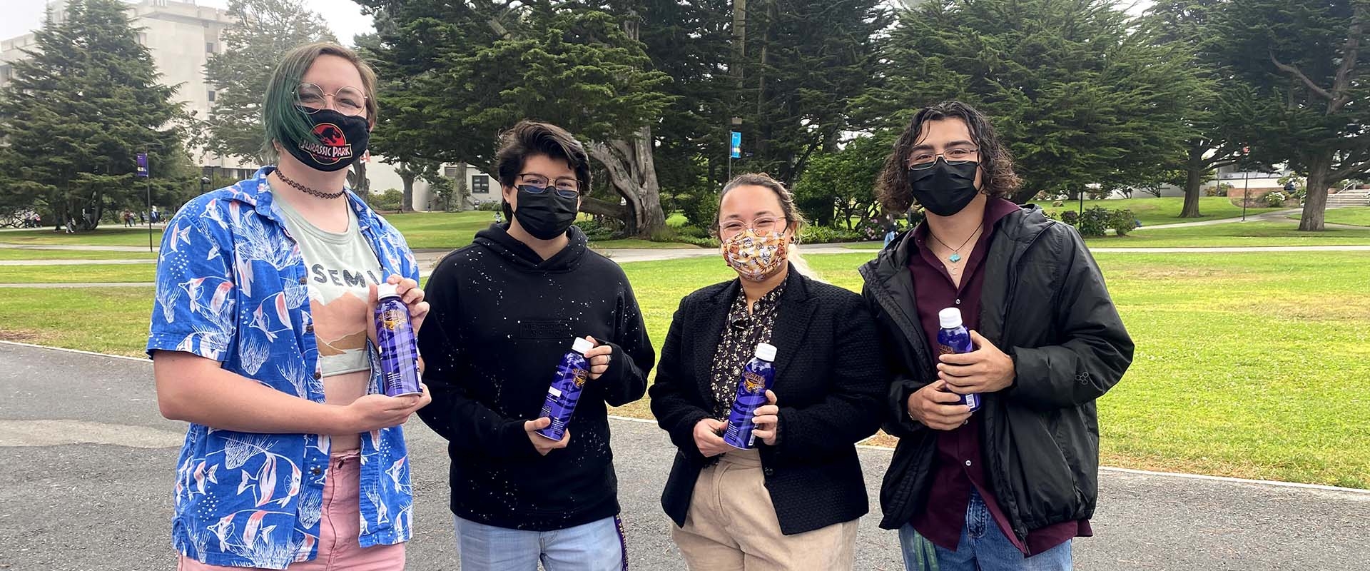 sfsu students with pathwater reusable bottles
