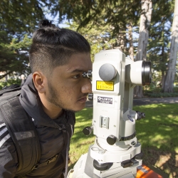 student surveying